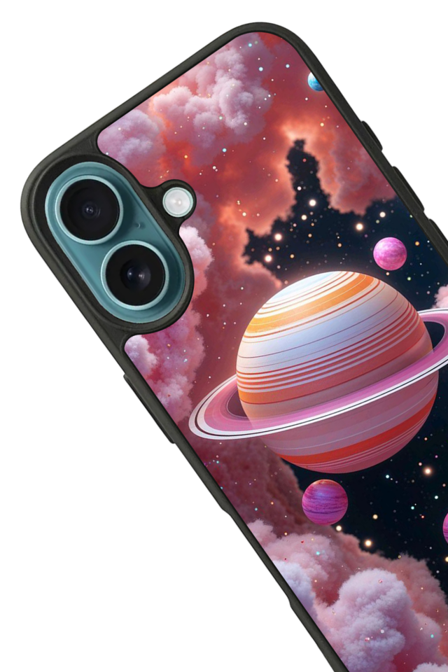 iPhone 16 Uyumlu Uzay Tasarımlı Glossy Premium Kılıf