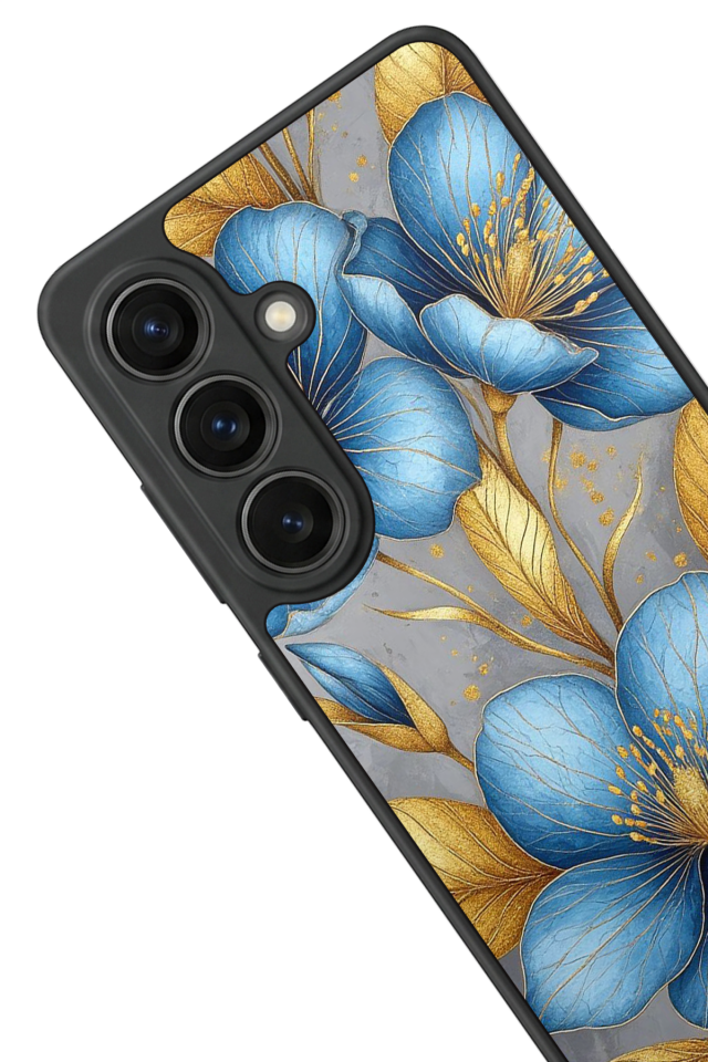 Samsung Galaxy S26 Uyumlu Yaldizli Cicek Tasarımlı Glossy Premium Kılıf