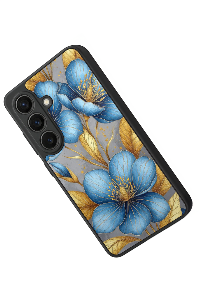 Samsung Galaxy S26 Uyumlu Yaldizli Cicek Tasarımlı Glossy Premium Kılıf