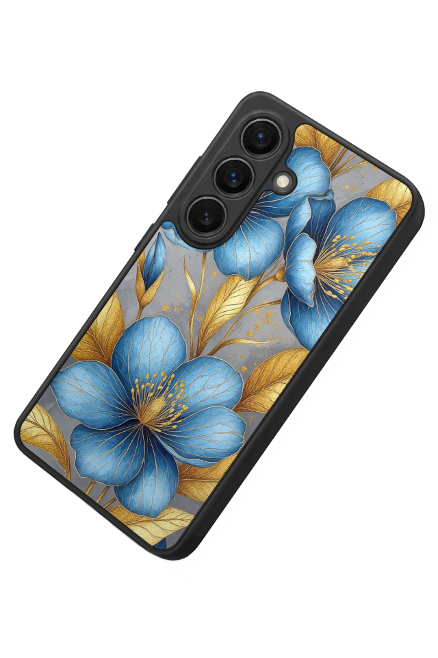 Samsung Galaxy S26 Uyumlu Yaldizli Cicek Tasarımlı Glossy Premium Kılıf