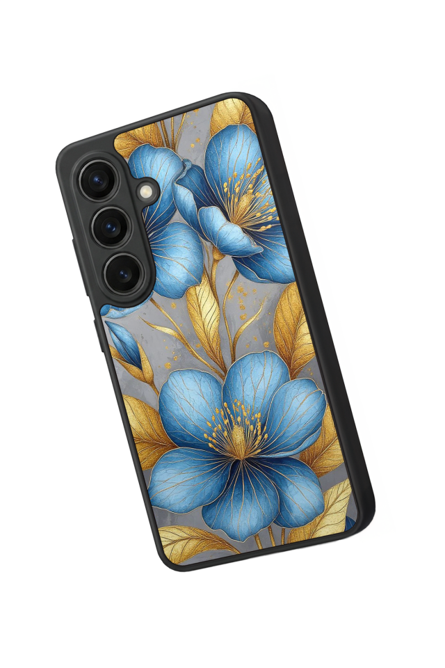Samsung Galaxy S26 Uyumlu Yaldizli Cicek Tasarımlı Glossy Premium Kılıf