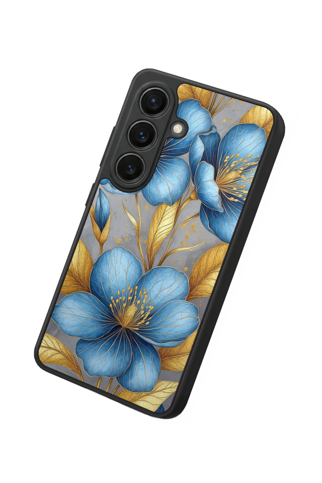 Samsung Galaxy S26 Uyumlu Yaldizli Cicek Tasarımlı Glossy Premium Kılıf