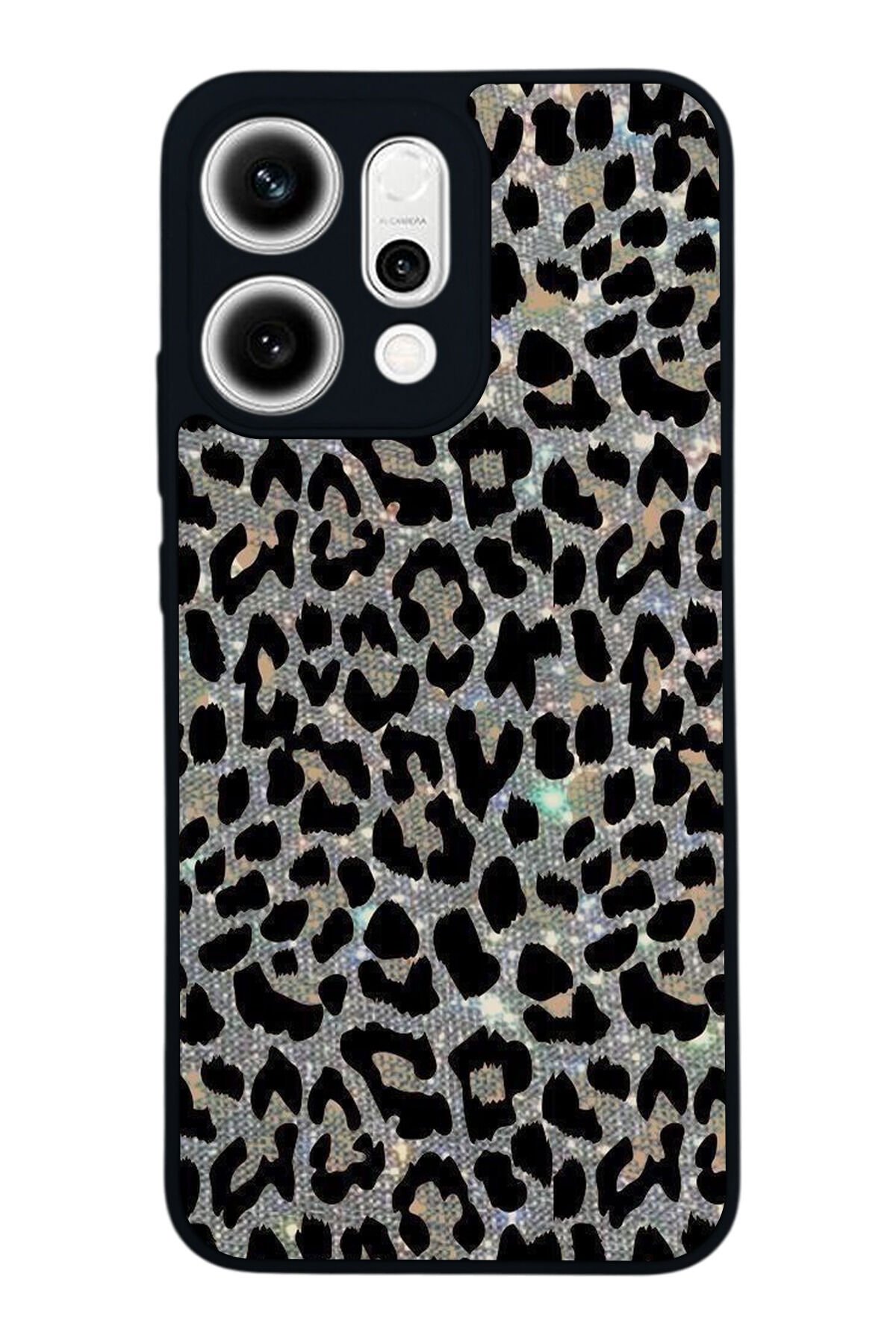 Oppo Reno 14 Uyumlu Hologram Leopar Tasarımlı Glossy Premium Kılıf