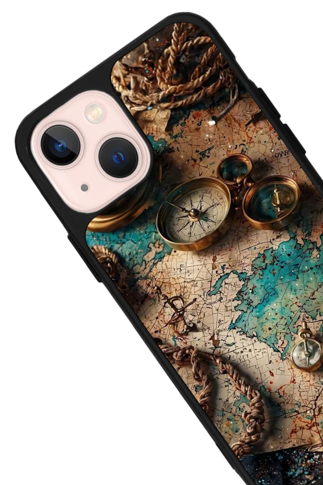 iPhone 15 Plus Uyumlu Harita Tasarımlı Glossy Premium Kılıf