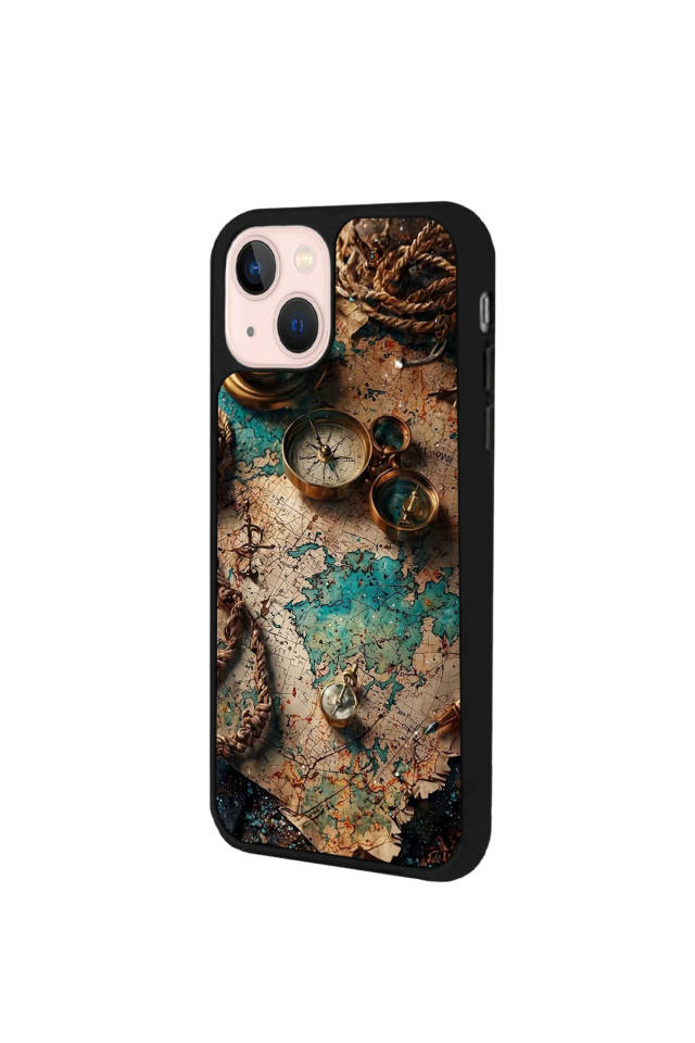 iPhone 15 Plus Uyumlu Harita Tasarımlı Glossy Premium Kılıf