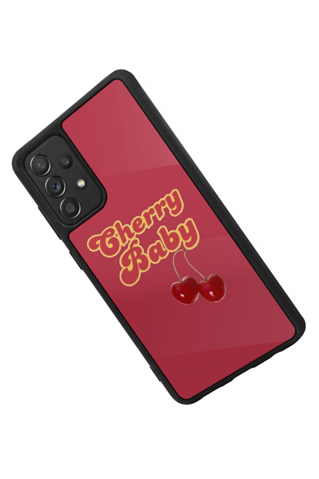 Samsung Galaxy A72 Uyumlu Kiraz Tasarımlı Glossy Premium Kılıf