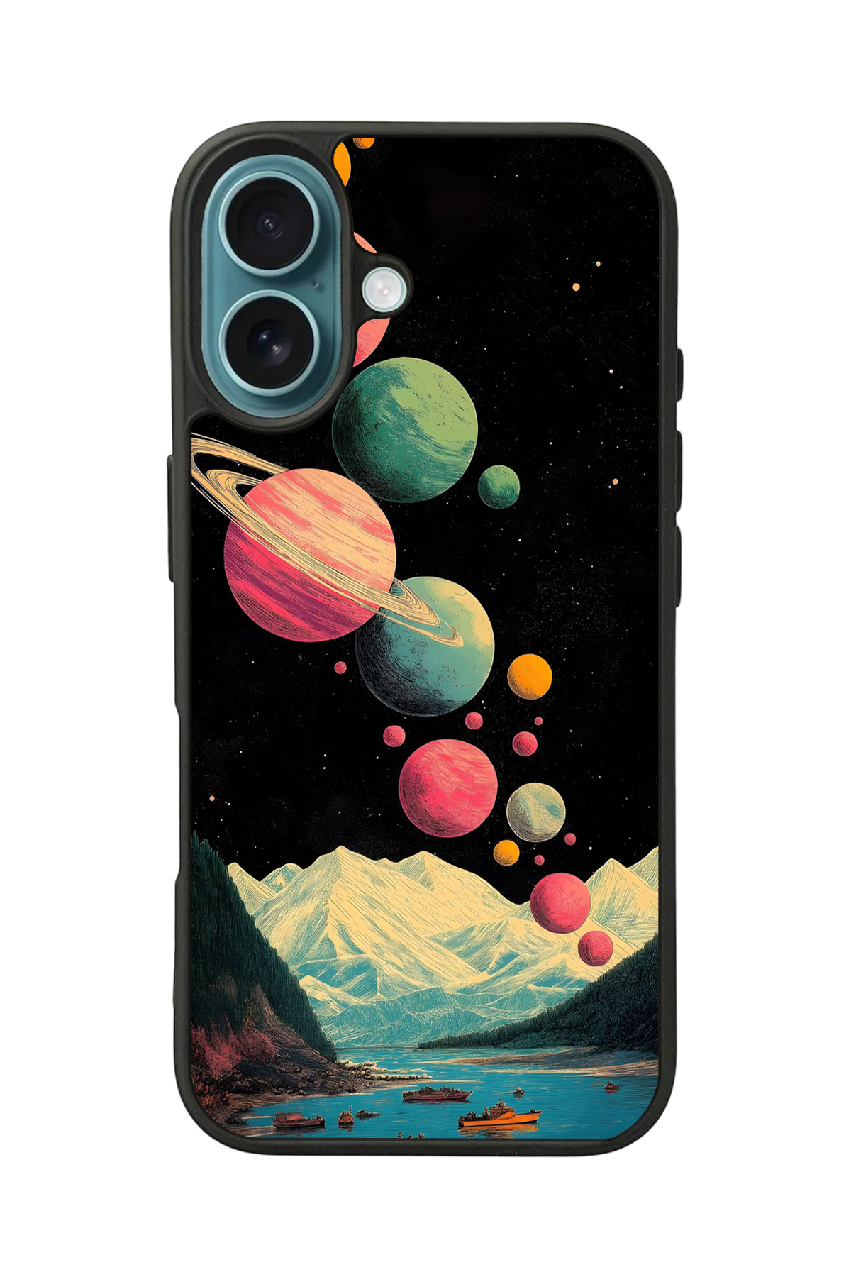 iPhone 16 Uyumlu Uzay Tasarımlı Glossy Premium Kılıf