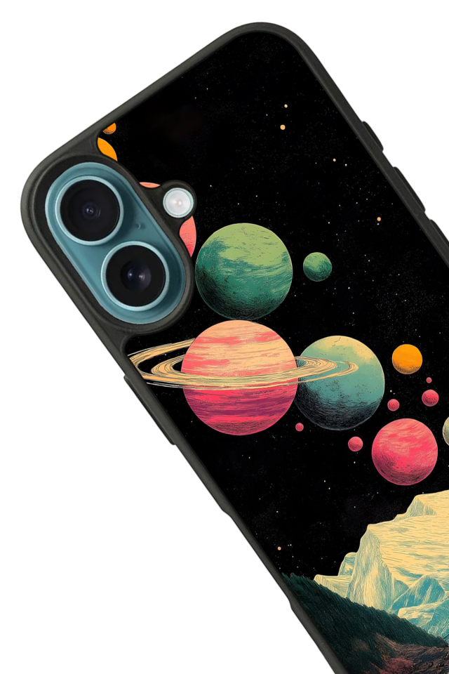 iPhone 16 Uyumlu Uzay Tasarımlı Glossy Premium Kılıf
