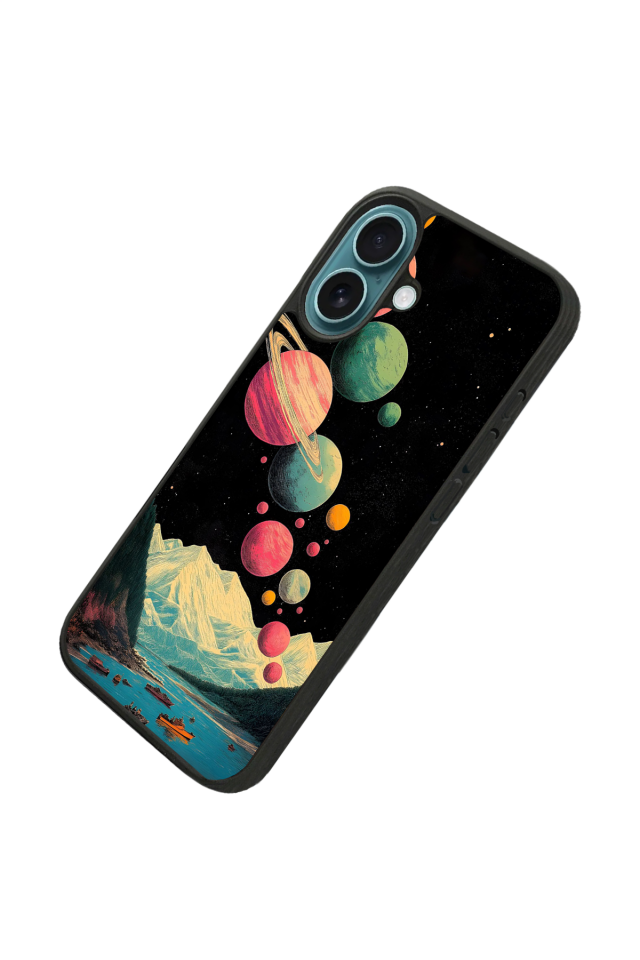 iPhone 16 Uyumlu Uzay Tasarımlı Glossy Premium Kılıf