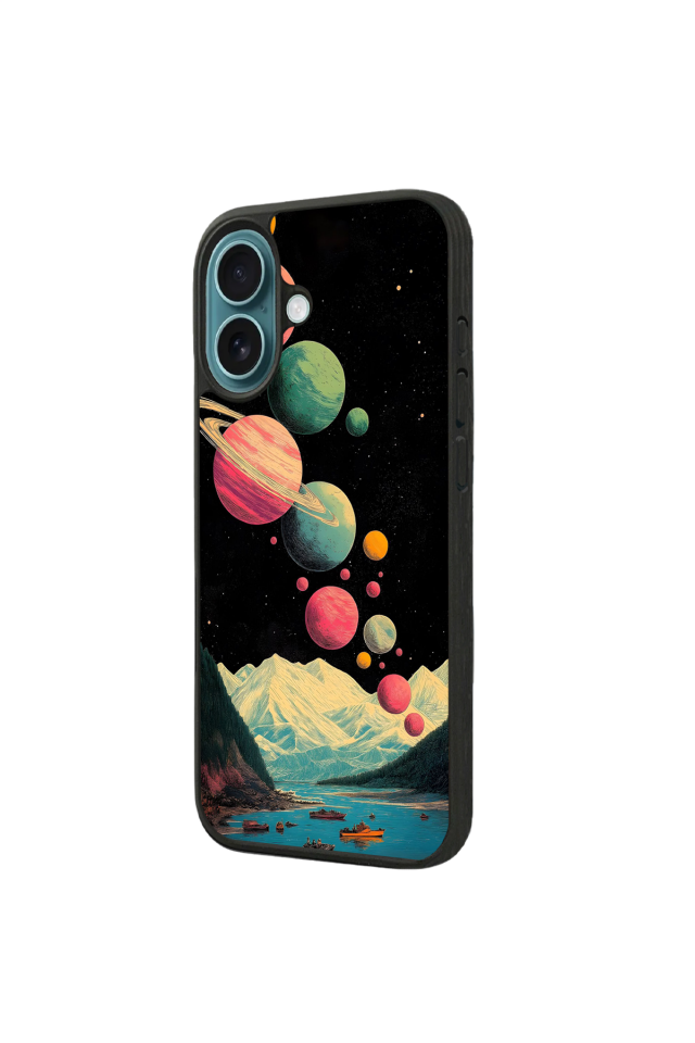 iPhone 16 Uyumlu Uzay Tasarımlı Glossy Premium Kılıf