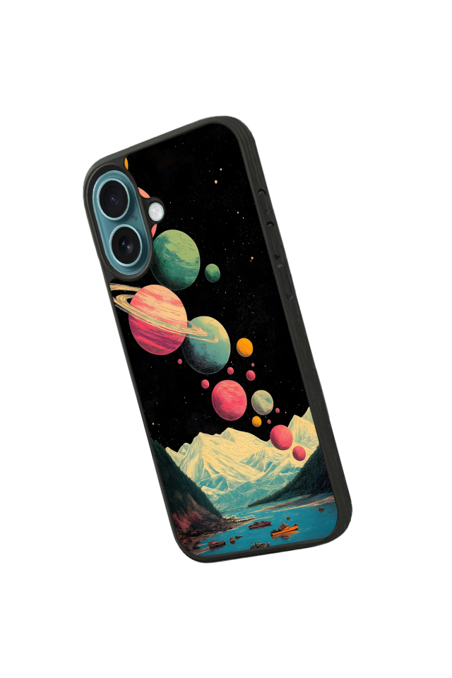 iPhone 16 Uyumlu Uzay Tasarımlı Glossy Premium Kılıf