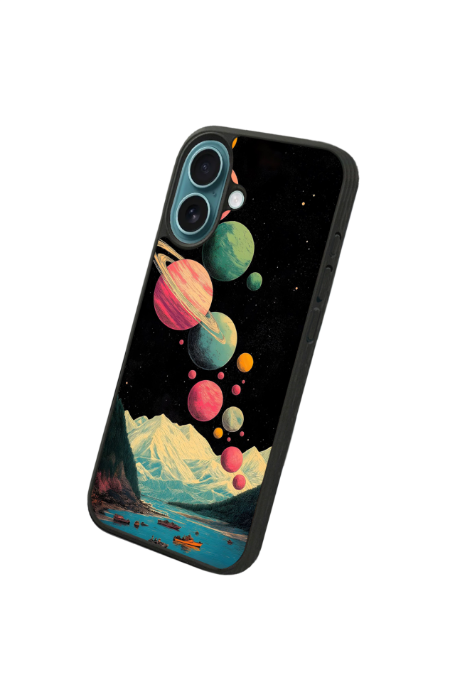 iPhone 16 Uyumlu Uzay Tasarımlı Glossy Premium Kılıf