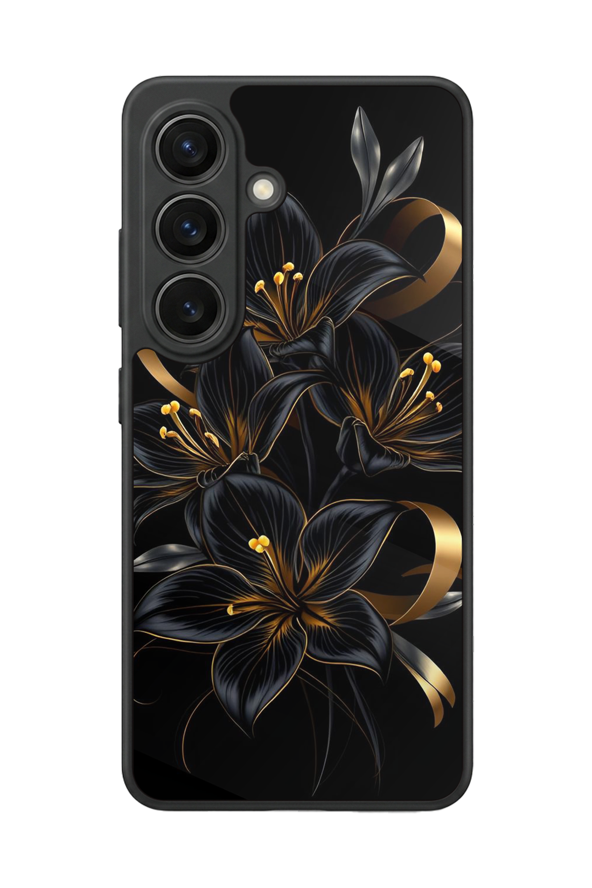 Samsung Galaxy S26 Uyumlu Yaldizli Cicek Tasarımlı Glossy Premium Kılıf