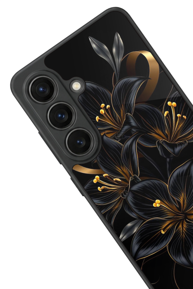 Samsung Galaxy S26 Uyumlu Yaldizli Cicek Tasarımlı Glossy Premium Kılıf