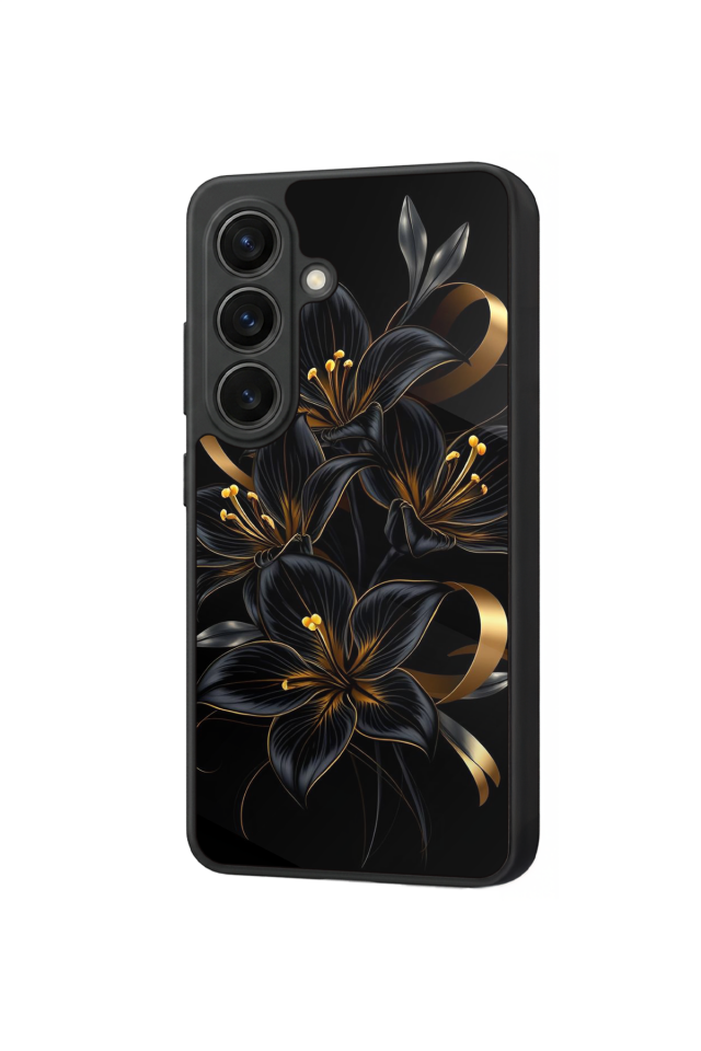 Samsung Galaxy S26 Uyumlu Yaldizli Cicek Tasarımlı Glossy Premium Kılıf