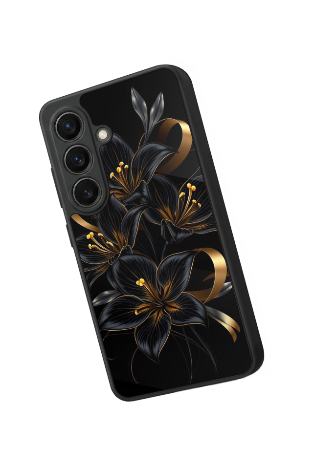 Samsung Galaxy S26 Uyumlu Yaldizli Cicek Tasarımlı Glossy Premium Kılıf