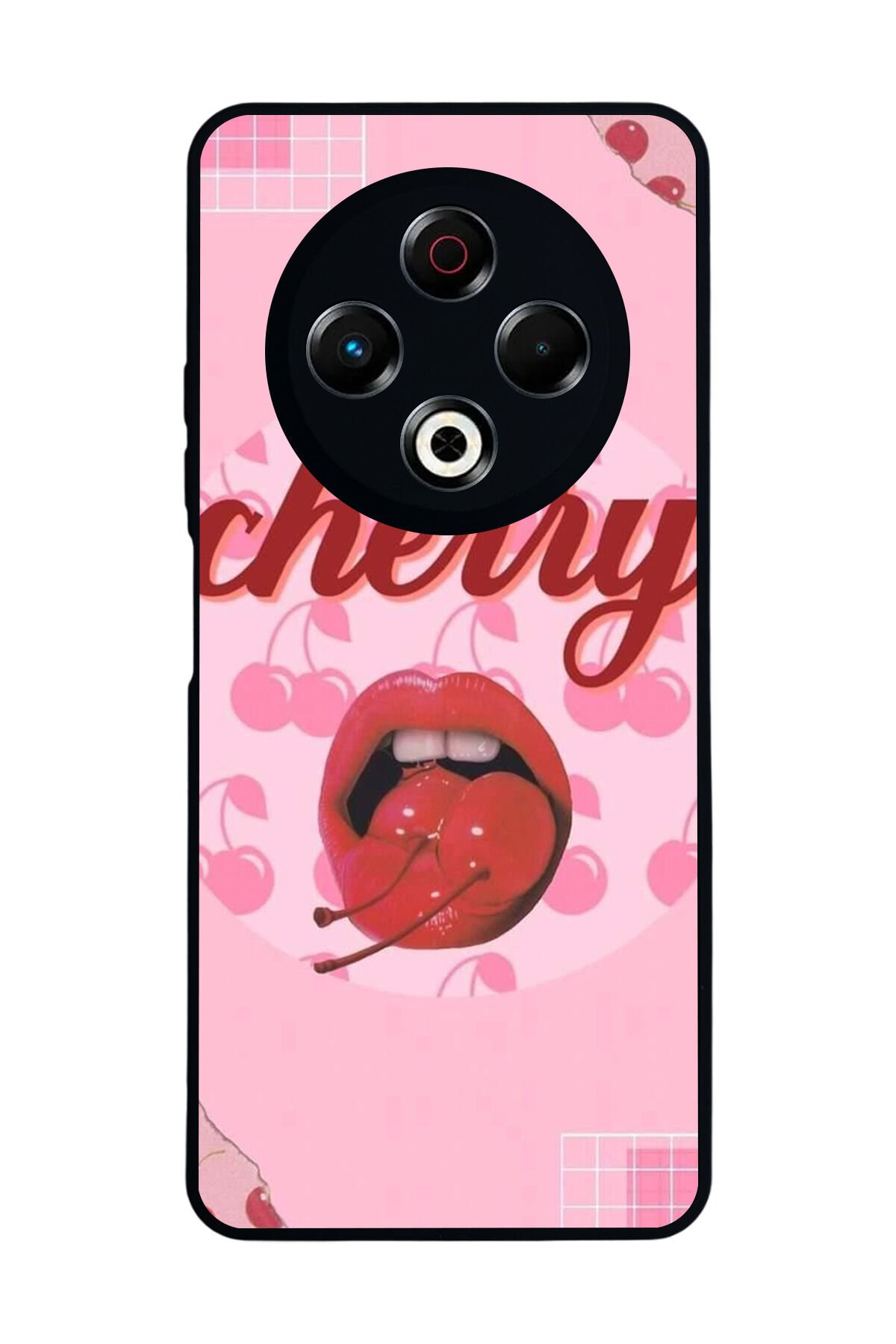 Tecno Spark 30 Uyumlu Kiraz Tasarımlı Glossy Premium Kılıf