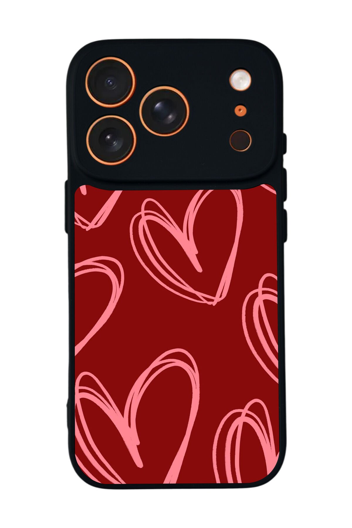 iPhone 17 Pro Uyumlu Kalp Love Tasarımlı Glossy Premium Kılıf