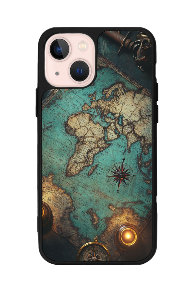 iPhone 15 Plus Uyumlu Harita Tasarımlı Glossy Premium Kılıf