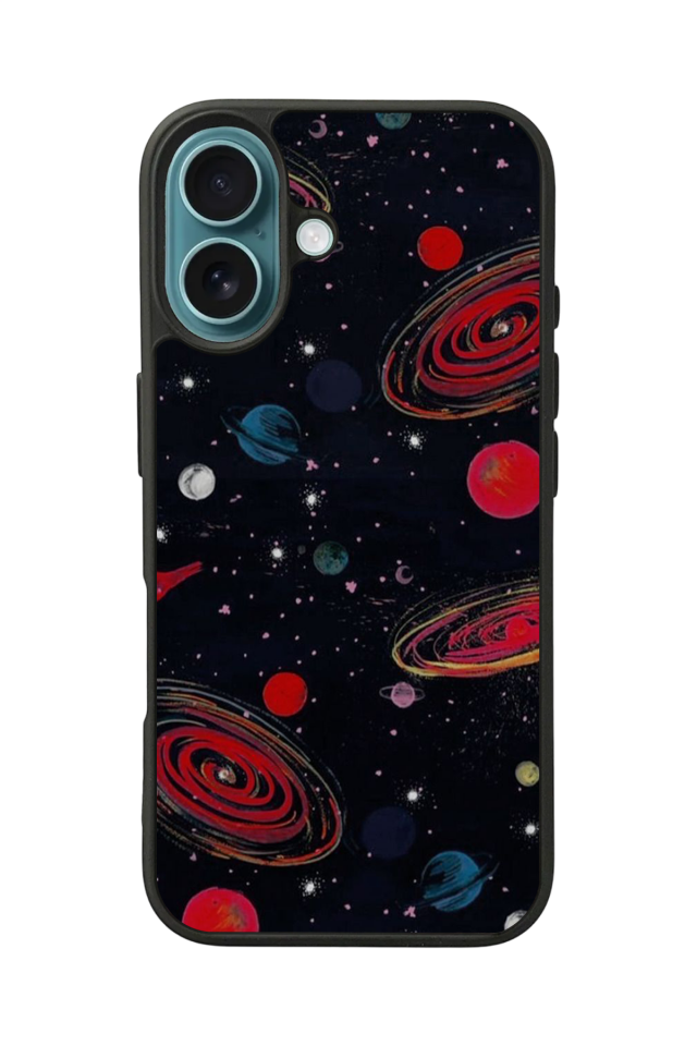 iPhone 16 Uyumlu Uzay Tasarımlı Glossy Premium Kılıf