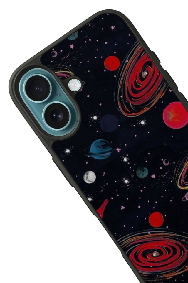 iPhone 16 Uyumlu Uzay Tasarımlı Glossy Premium Kılıf