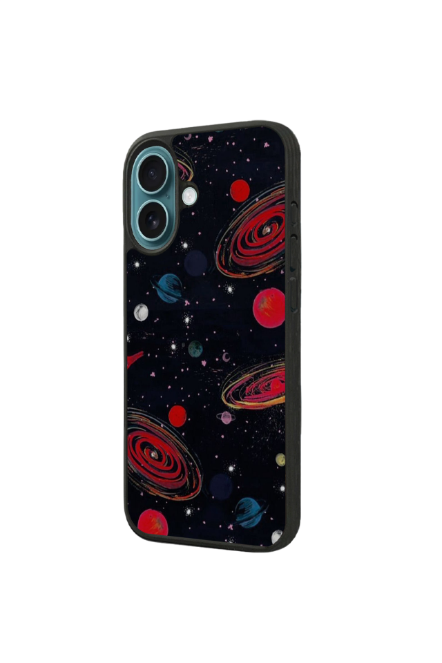 iPhone 16 Uyumlu Uzay Tasarımlı Glossy Premium Kılıf