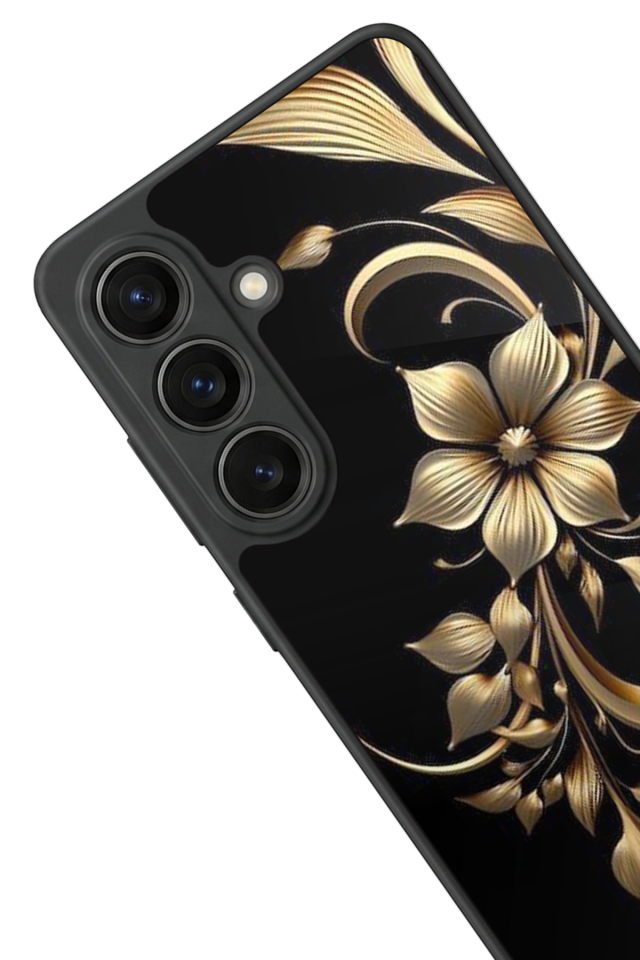 Samsung Galaxy S26 Uyumlu Yaldizli Cicek Tasarımlı Glossy Premium Kılıf