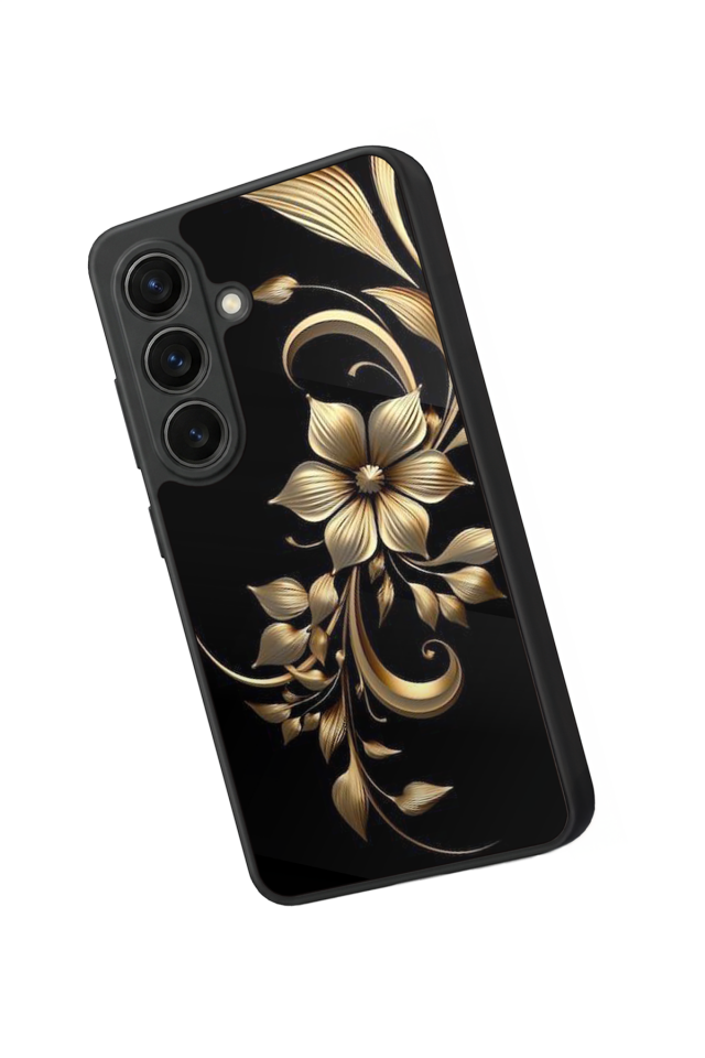 Samsung Galaxy S26 Uyumlu Yaldizli Cicek Tasarımlı Glossy Premium Kılıf