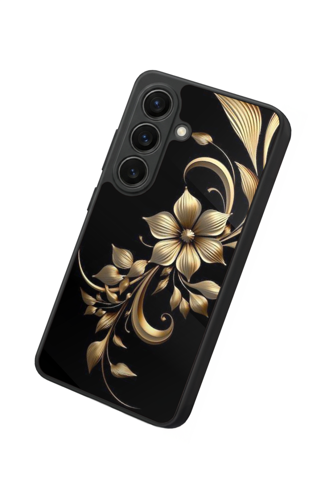 Samsung Galaxy S26 Uyumlu Yaldizli Cicek Tasarımlı Glossy Premium Kılıf