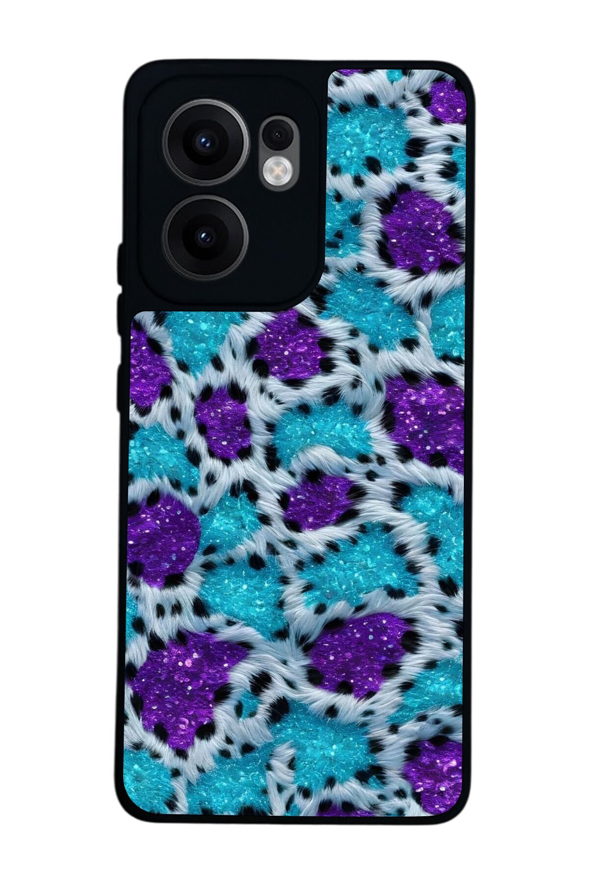 Oppo Reno 13F Uyumlu Hologram Leopar Tasarımlı Glossy Premium Kılıf
