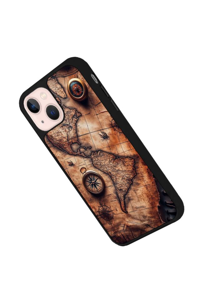 iPhone 15 Plus Uyumlu Harita Tasarımlı Glossy Premium Kılıf