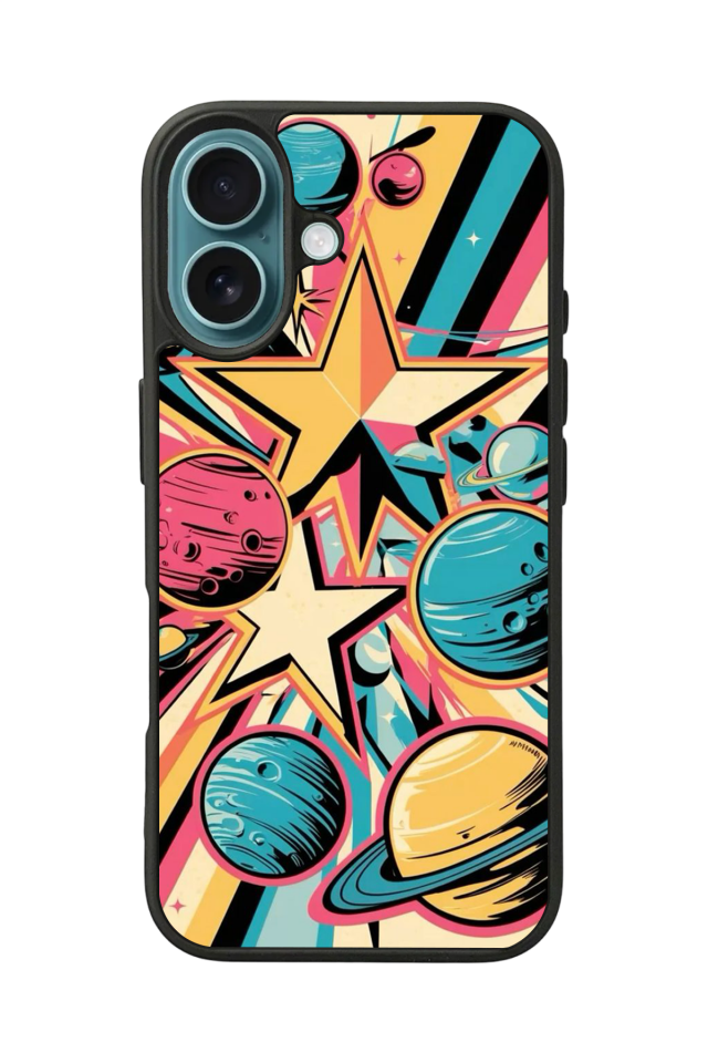 iPhone 16 Uyumlu Uzay Tasarımlı Glossy Premium Kılıf