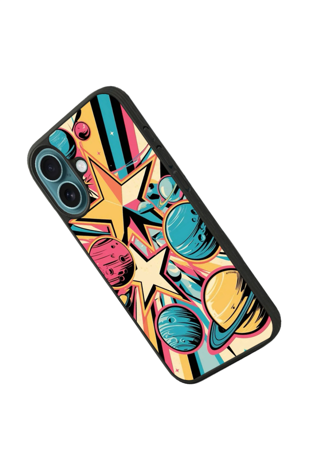 iPhone 16 Uyumlu Uzay Tasarımlı Glossy Premium Kılıf