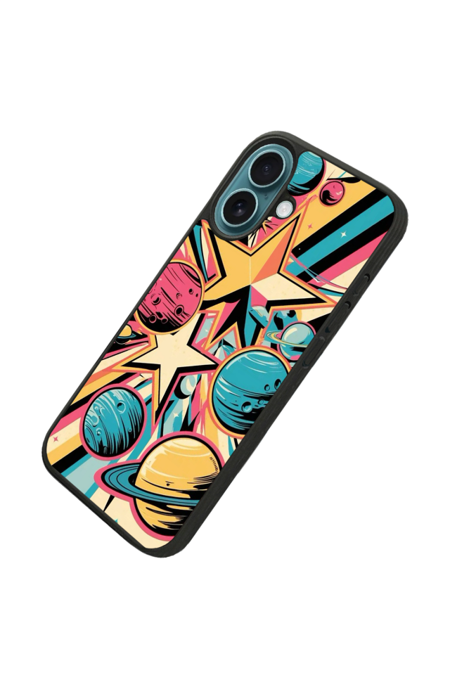 iPhone 16 Uyumlu Uzay Tasarımlı Glossy Premium Kılıf