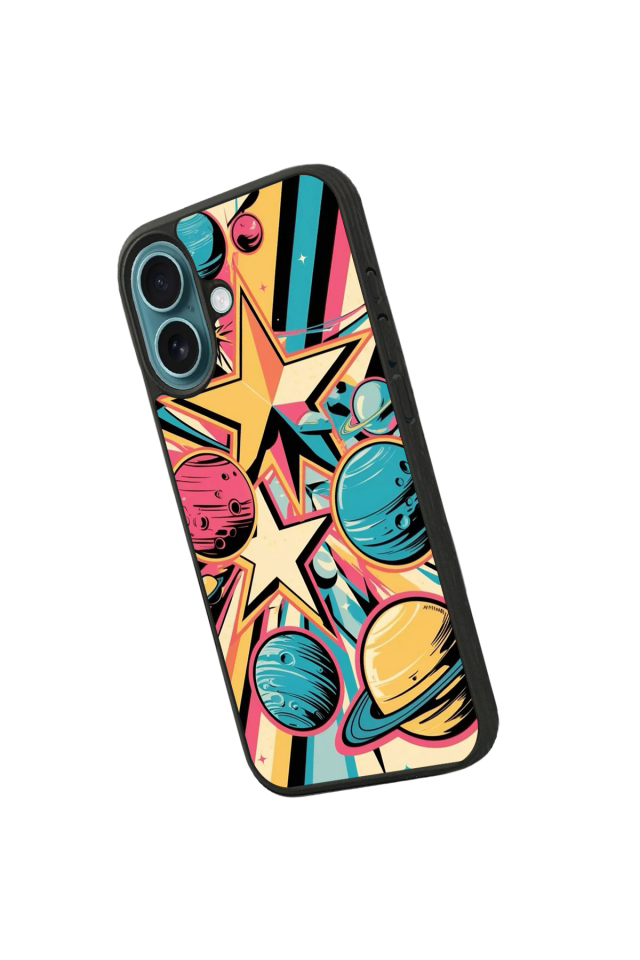 iPhone 16 Uyumlu Uzay Tasarımlı Glossy Premium Kılıf