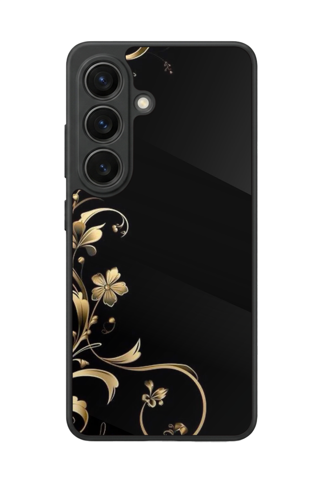 Samsung Galaxy S26 Uyumlu Yaldizli Cicek Tasarımlı Glossy Premium Kılıf