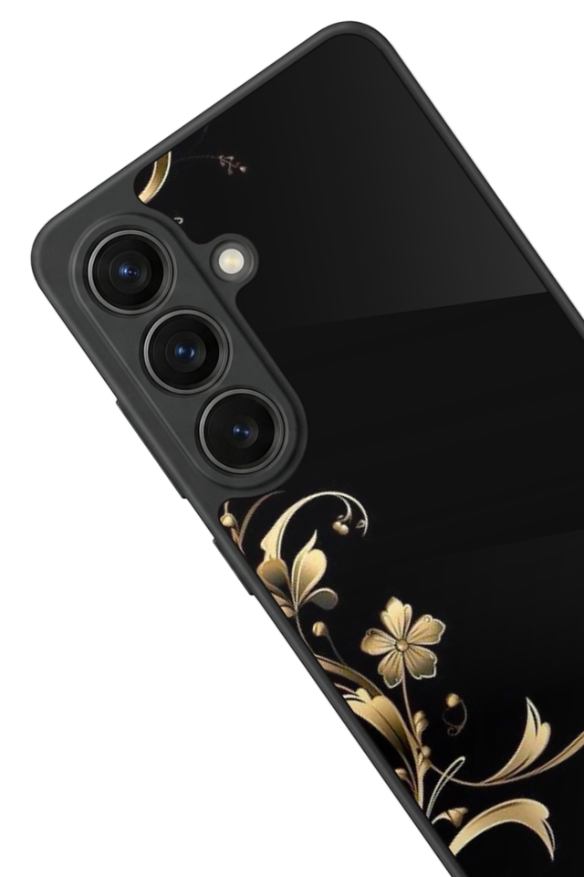 Samsung Galaxy S26 Uyumlu Yaldizli Cicek Tasarımlı Glossy Premium Kılıf