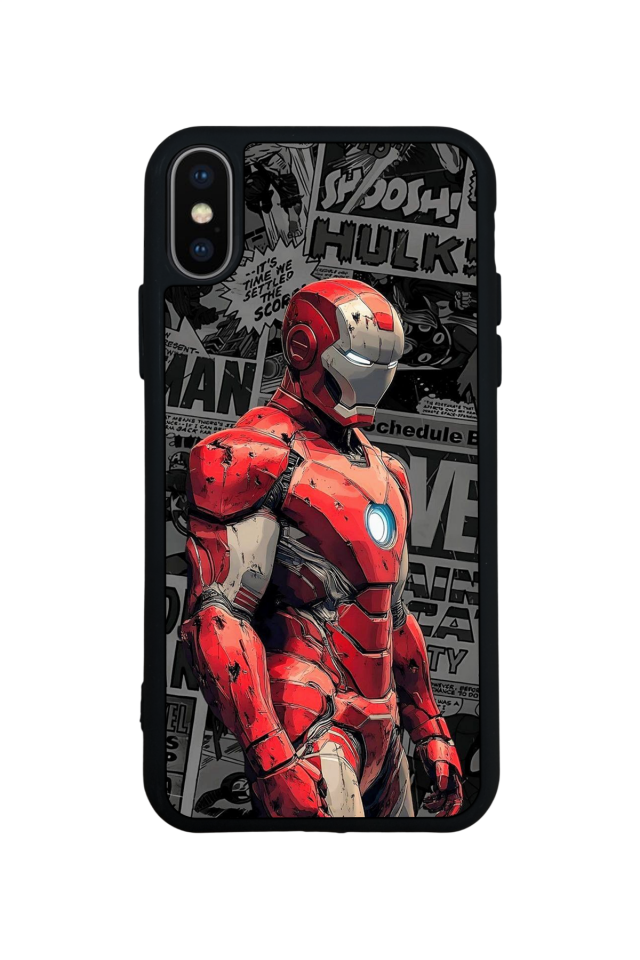 iPhone X/ XS Uyumlu Iron Man ( Demir Adam ) Tasarımlı Glossy Premium Kılıf