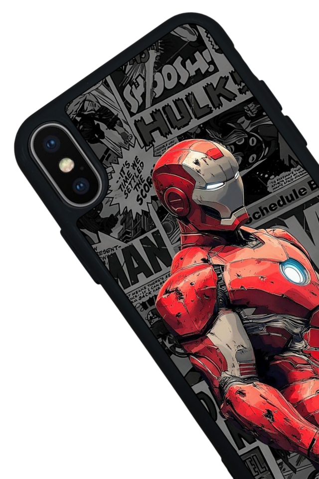 iPhone X/ XS Uyumlu Iron Man ( Demir Adam ) Tasarımlı Glossy Premium Kılıf