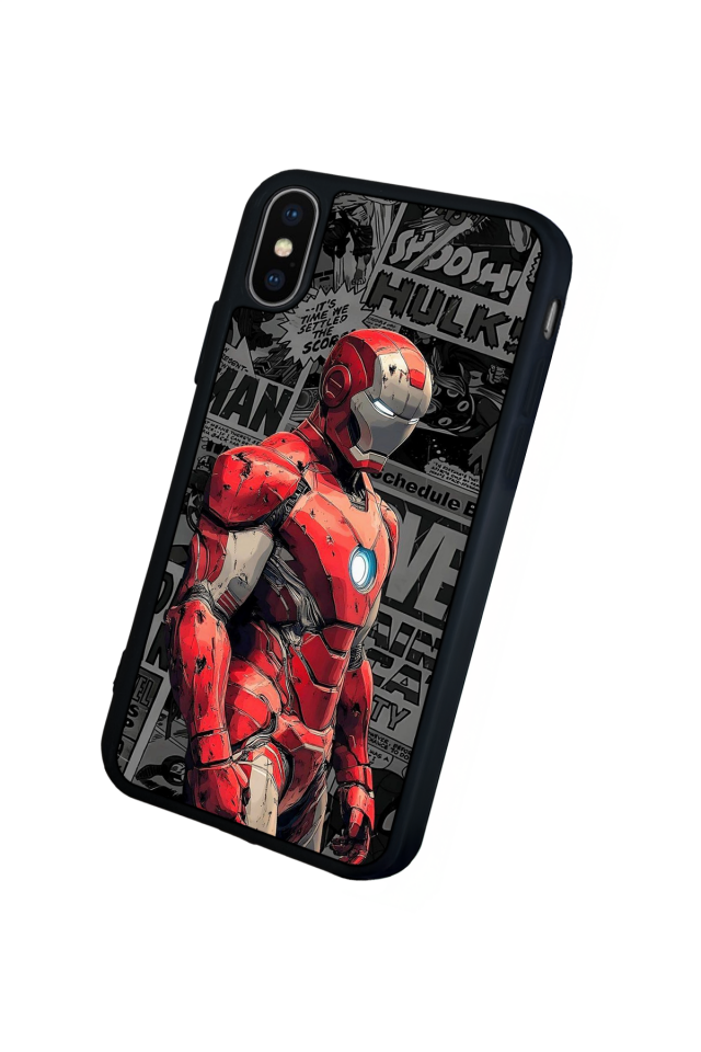 iPhone X/ XS Uyumlu Iron Man ( Demir Adam ) Tasarımlı Glossy Premium Kılıf