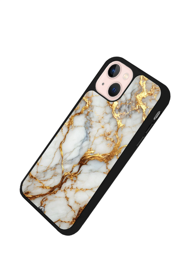 iPhone 14 Plus Uyumlu Mermer Marble Tasarımlı Glossy Premium Kılıf