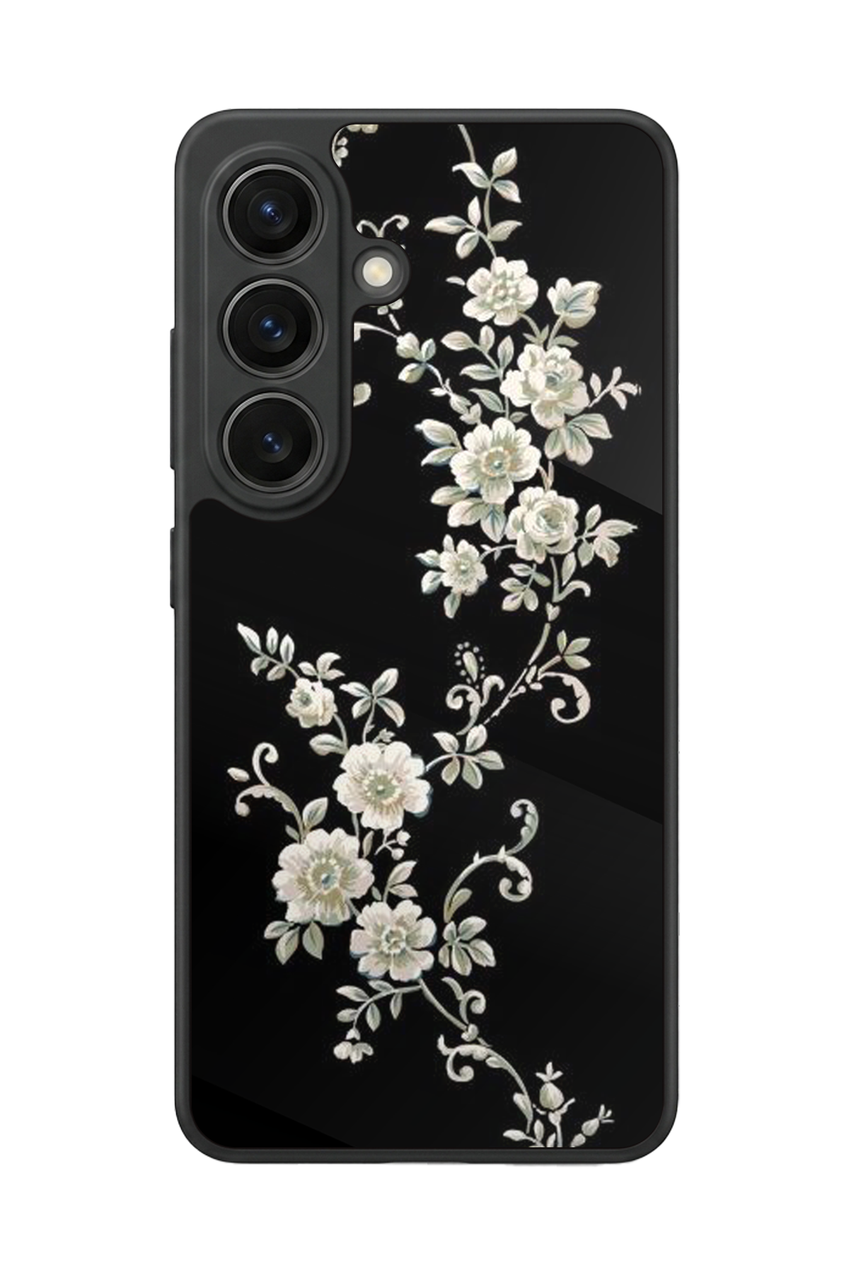 Samsung Galaxy S26 Uyumlu Yaldizli Cicek Tasarımlı Glossy Premium Kılıf