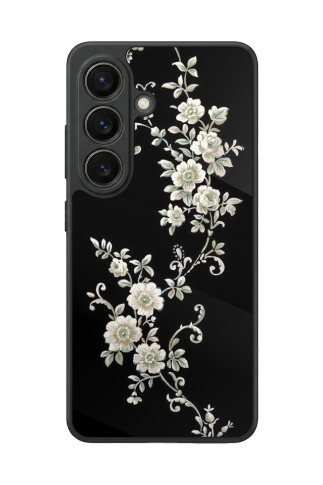 Samsung Galaxy S26 Uyumlu Yaldizli Cicek Tasarımlı Glossy Premium Kılıf