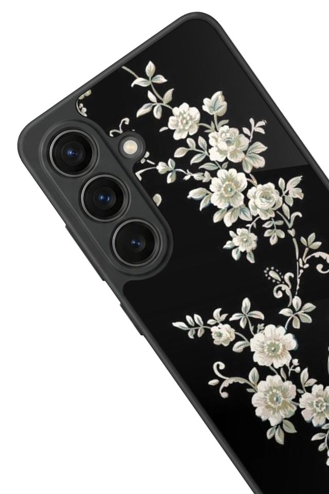 Samsung Galaxy S26 Uyumlu Yaldizli Cicek Tasarımlı Glossy Premium Kılıf