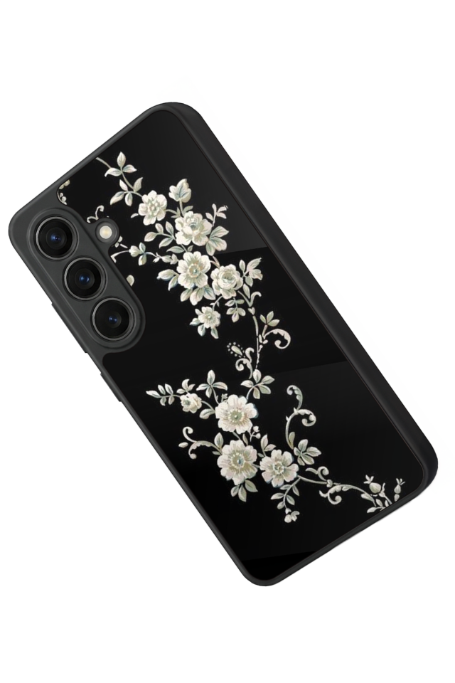 Samsung Galaxy S26 Uyumlu Yaldizli Cicek Tasarımlı Glossy Premium Kılıf