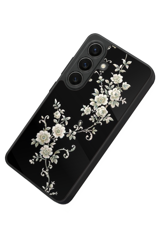 Samsung Galaxy S26 Uyumlu Yaldizli Cicek Tasarımlı Glossy Premium Kılıf