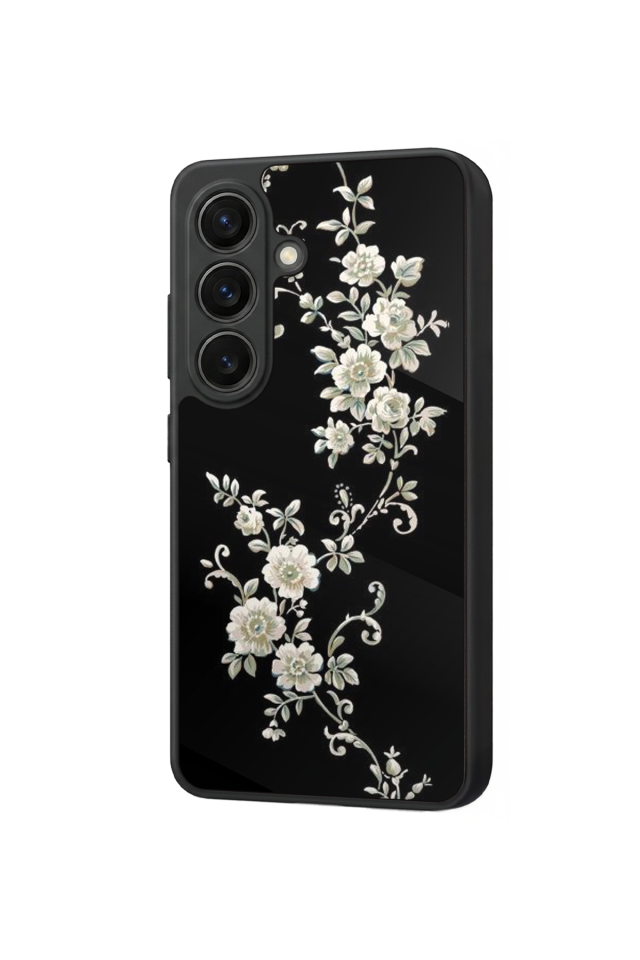 Samsung Galaxy S26 Uyumlu Yaldizli Cicek Tasarımlı Glossy Premium Kılıf