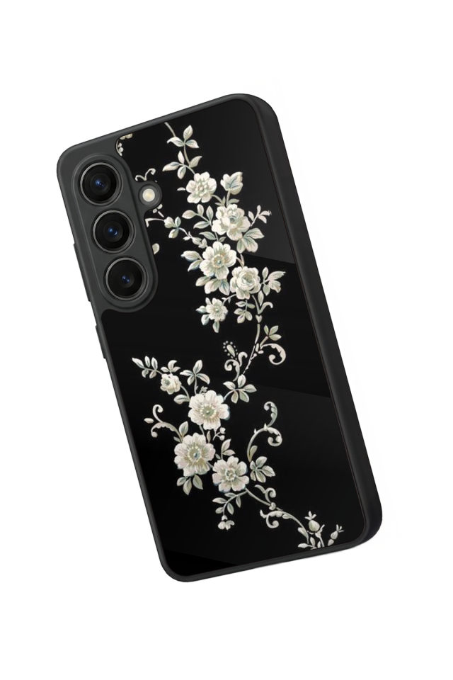 Samsung Galaxy S26 Uyumlu Yaldizli Cicek Tasarımlı Glossy Premium Kılıf