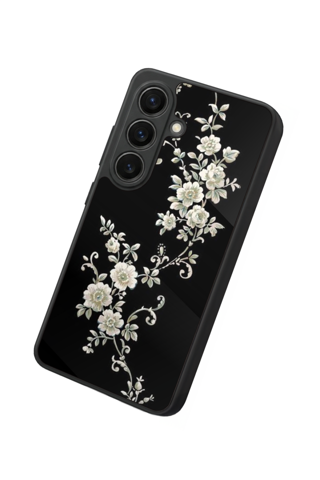 Samsung Galaxy S26 Uyumlu Yaldizli Cicek Tasarımlı Glossy Premium Kılıf