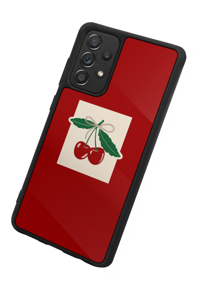 Samsung Galaxy A72 Uyumlu Kiraz Tasarımlı Glossy Premium Kılıf